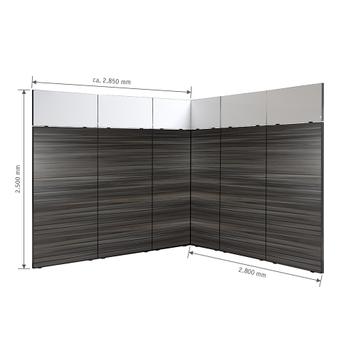 Stand d'angle d'exposition FlexiSlot "Style-Black" 2.850 x 2.800 mm